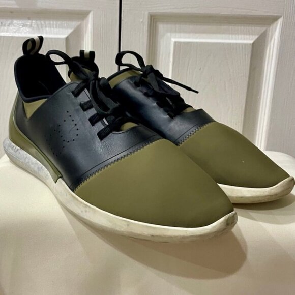 BALLY MADE IN ITALY SNEAKERS AESTHETIC GREEN OLIVE NEOPRENE BLACK LEATHER  SZ 13 - Picture 14 of 16